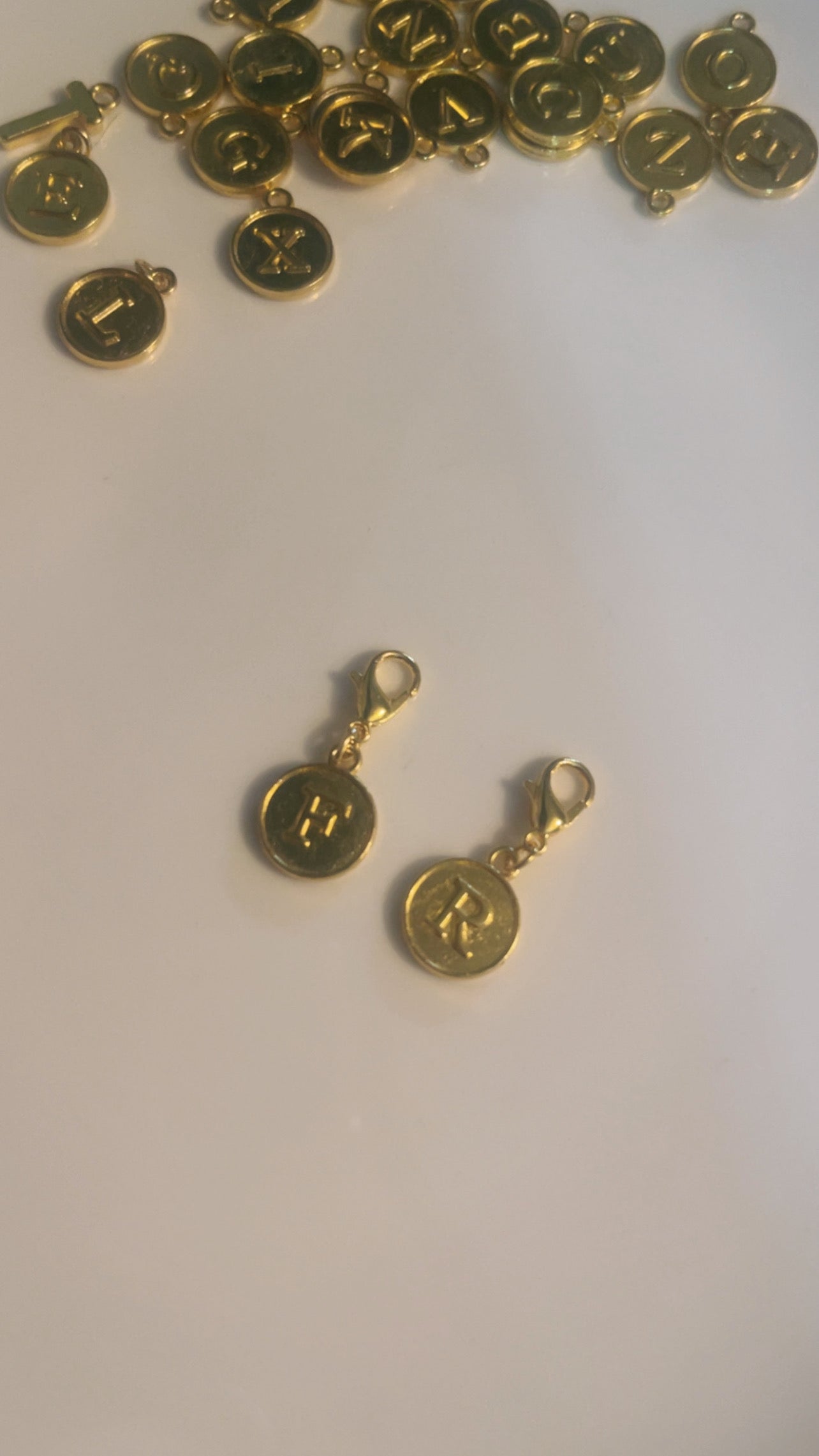 Gold Plated Letter Charms with Clips