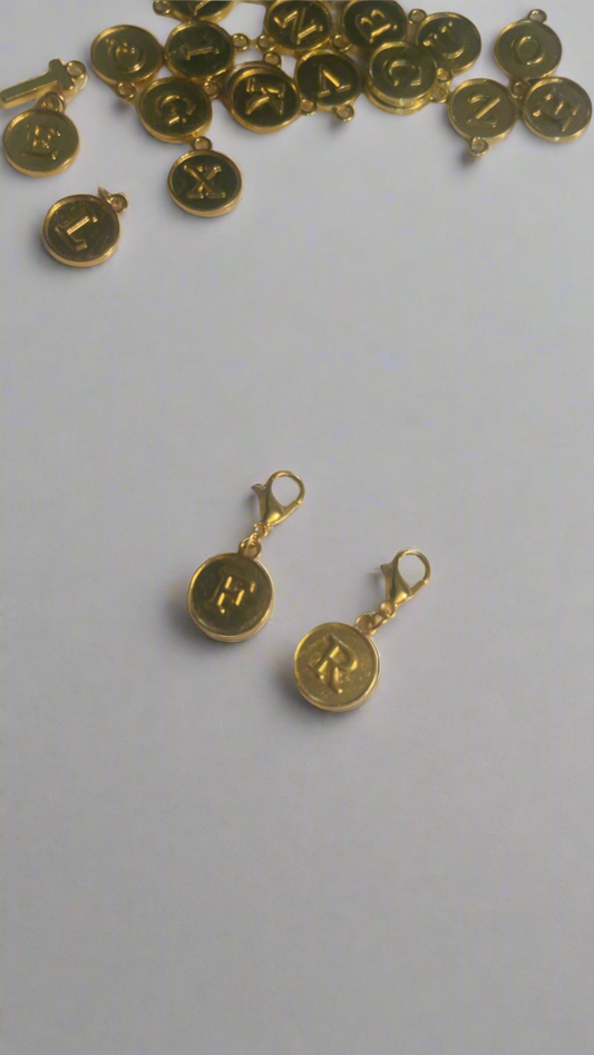 Gold Plated Letter Charms with Clips
