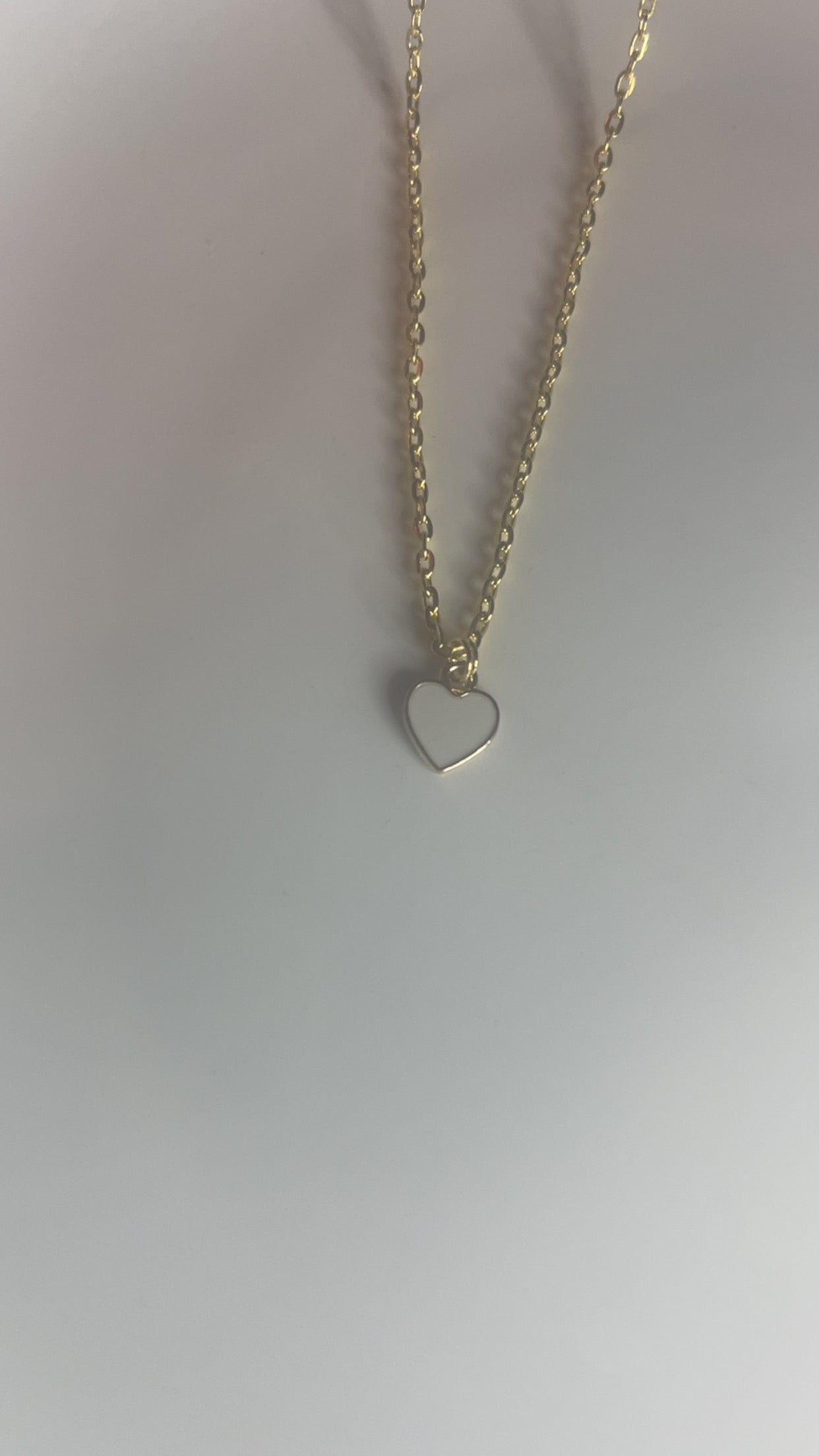 Gold Chain Necklace with White Heart Pendant