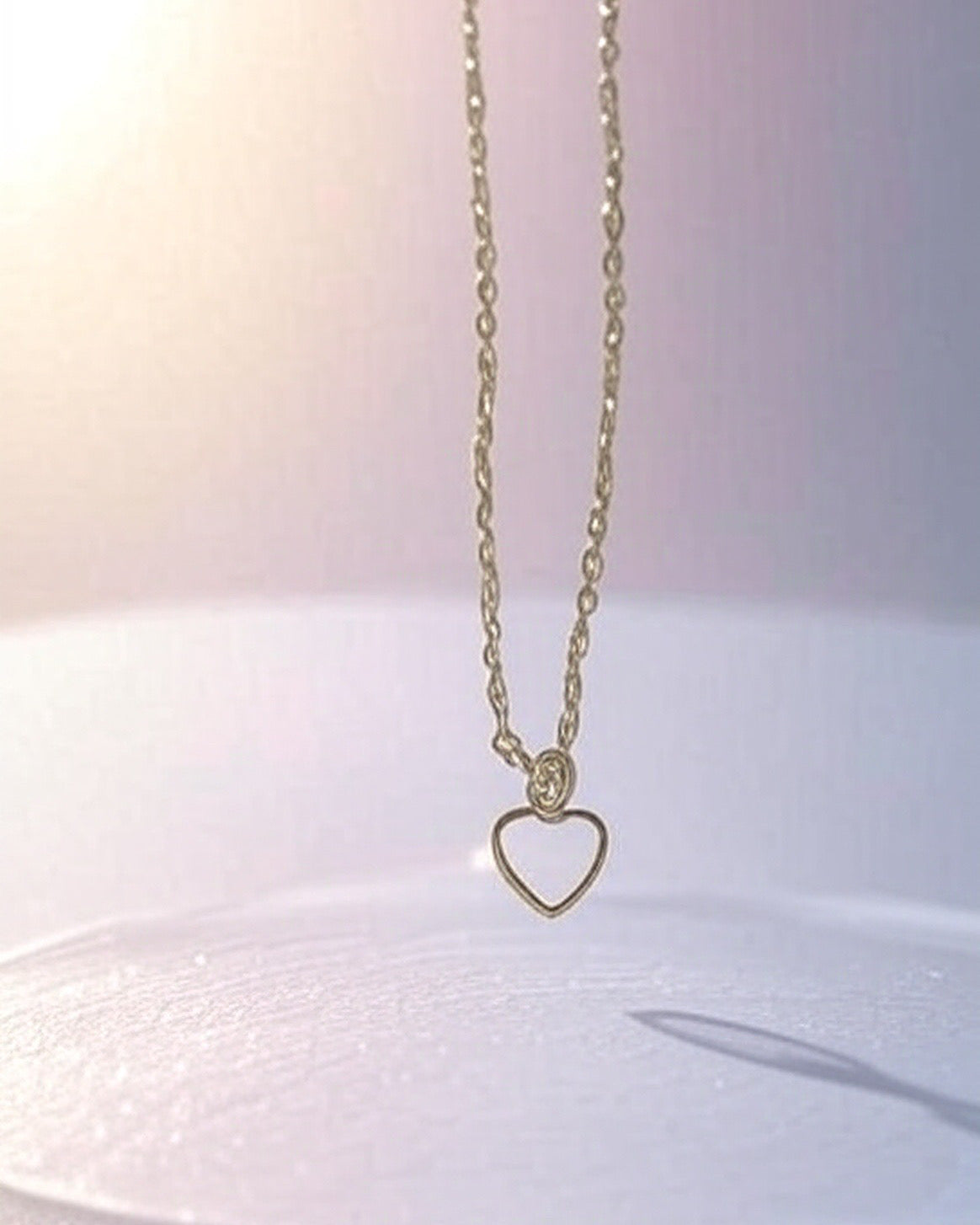 Gold Chain Necklace with White Heart Pendant